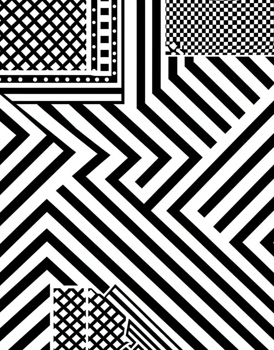 Bold Geometric Diagonal Black White Design Rug