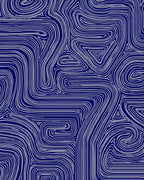 Abstract Navy White Flowing Lines Rug