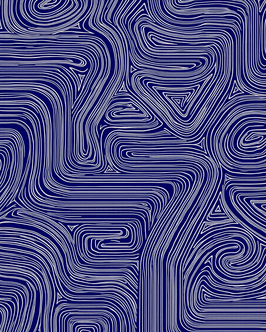 Abstract Navy White Flowing Lines Rug