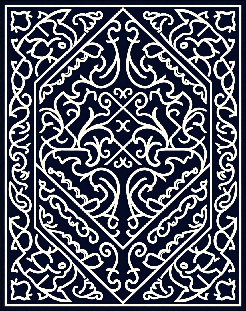 Intricate Floral Geometric Pattern Rug
