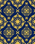 Royal Blue Yellow Medallion Pattern Design Rug