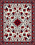 Intricate Floral Swirl Red Navy Rug