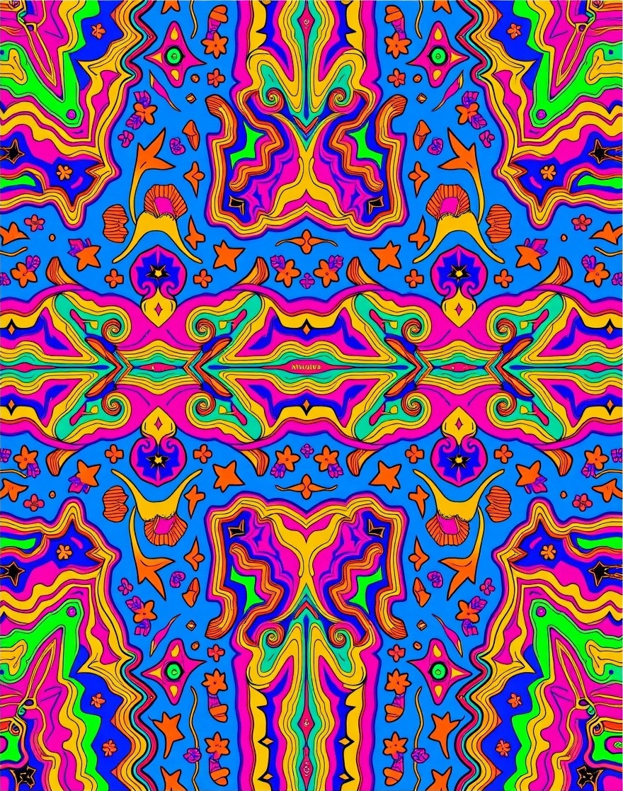 Psychedelic Swirl Floral Abstract Design Rug
