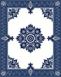 Navy Blue Floral Mandala Pattern Rug