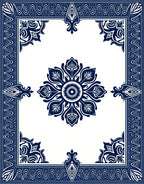 Navy Blue Floral Mandala Pattern Rug