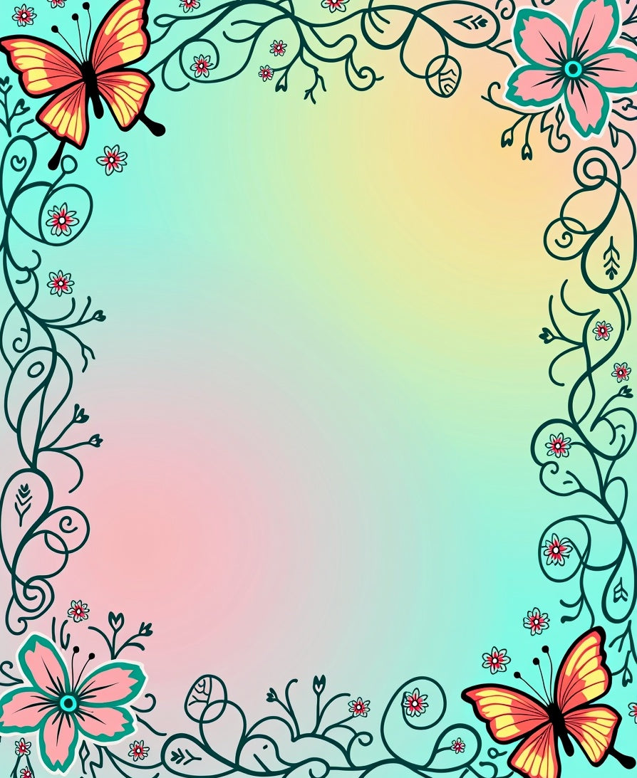 Floral Butterflies Gradient Pattern Rug