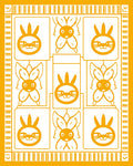 Whimsical Yellow Bunny Grid Design Rug