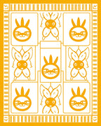 Whimsical Yellow Bunny Grid Design Rug