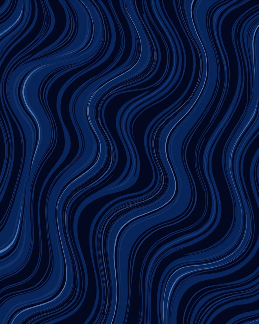 Deep Blue Wavy Line Art Rug