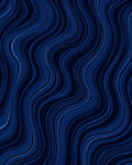 Deep Blue Wavy Line Art Rug