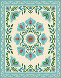 Turquoise Floral Medallion Cream Rug