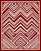 Geometric Patterned Crimson Zigzag Style Rug