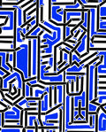 Abstract Maze Black Blue Geometric Rug