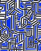 Abstract Maze Black Blue Geometric Rug