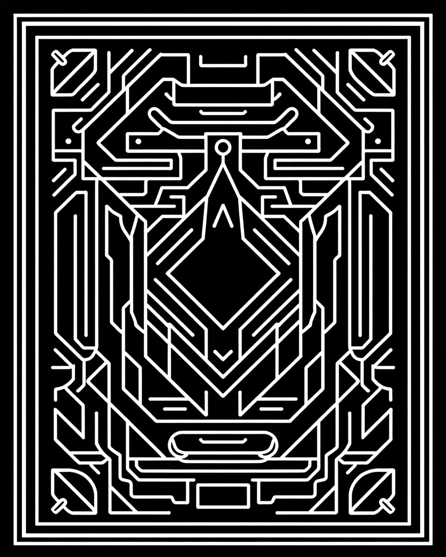Futuristic Geometric Circuit Pattern Rug