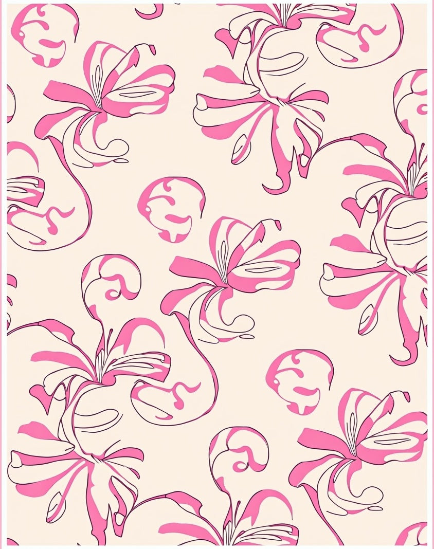 Pink Floral Swirl Pattern Rug
