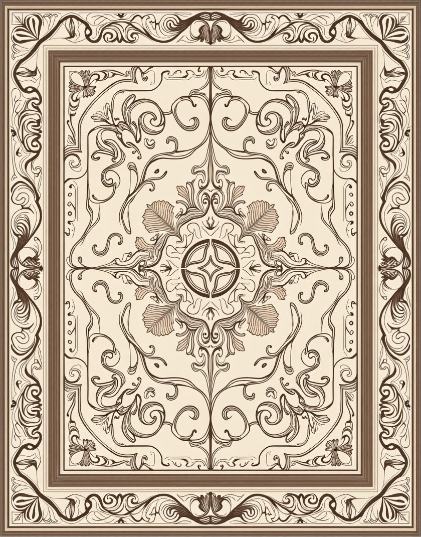 Elaborate Baroque Floral Scrollwork Rug