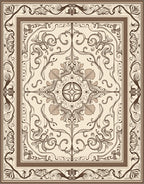 Elaborate Baroque Floral Scrollwork Rug