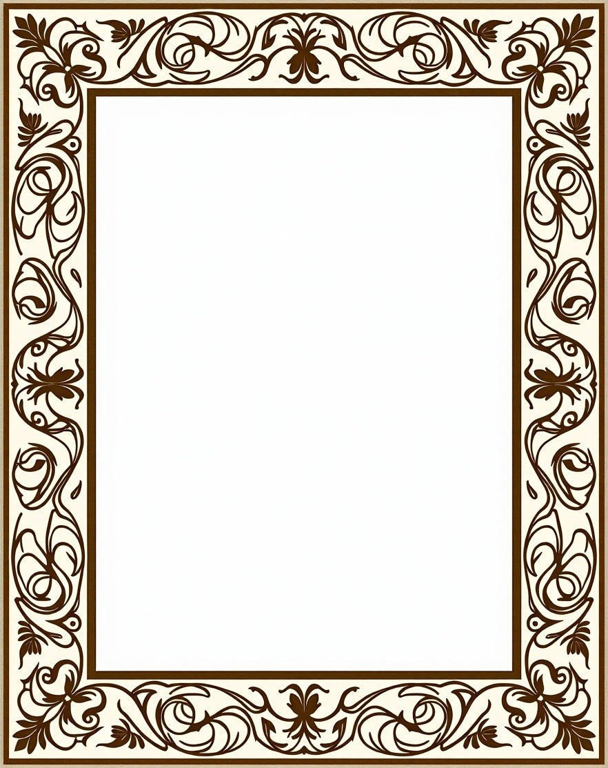 Ornate Floral Vines Cream Brown Rug