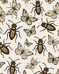 Antique Insects Butterflies Cream Rug