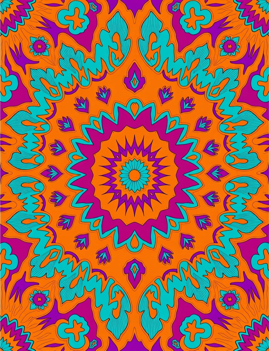 Groovy Abstract Floral Mandala Rug