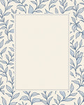 Navy Leaf Patterned Cream Rug