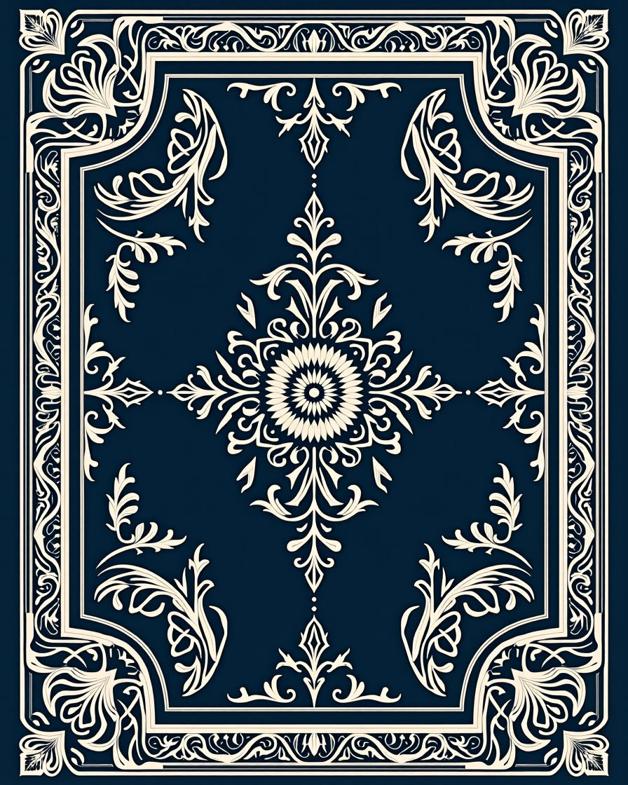 Elegant Floral Mandala Frame Rug