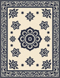 Elegant Floral Medallion Border Design Rug