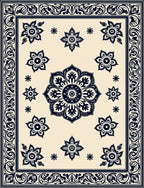 Elegant Floral Medallion Border Design Rug