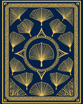 Navy Gold Fan Pattern Decor Rug
