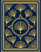 Navy Gold Fan Pattern Decor Rug
