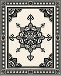 Black and White Floral Mandala Rug