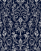 Elegant White Floral Damask Pattern Rug
