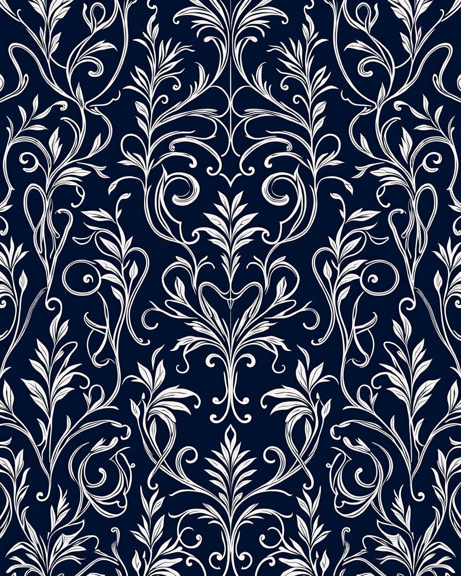 Elegant White Floral Damask Pattern Rug