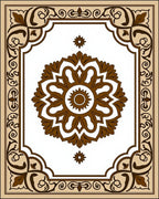 Brown Floral Medallion Border Rug