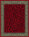 Rich Red and Gold Scrollwork Design Rug