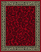 Rich Red and Gold Scrollwork Design Rug