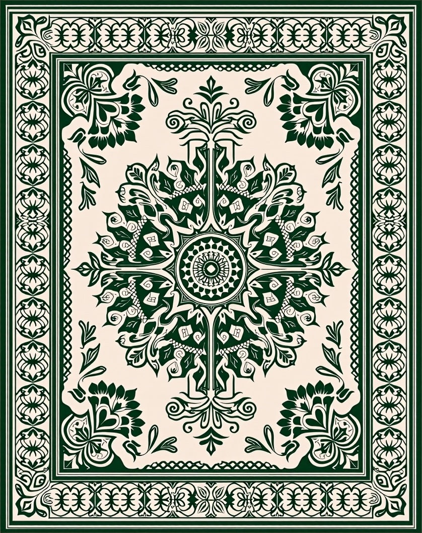 Intricate Floral Symmetry Pattern Rug
