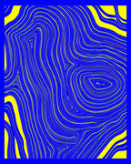 Abstract Blue Yellow Wavy Lines Rug