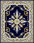 Ornate Floral Accents Dark Blue Rug