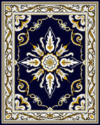 Ornate Floral Accents Dark Blue Rug
