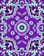 Purple Floral Medallion Mandala Design Rug