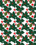 Festive Holly Berry Leaf Pattern Rug