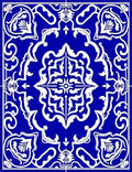 Intricate Cobalt Blue Floral Motif Rug