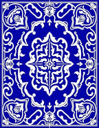 Intricate Cobalt Blue Floral Motif Rug