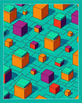 Abstract Geometric Cubes Pattern Rug