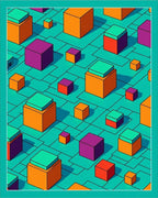 Abstract Geometric Cubes Pattern Rug