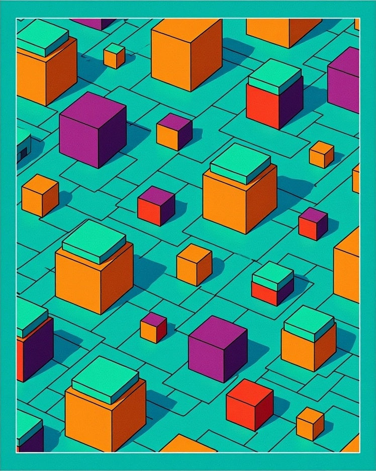 Abstract Geometric Cubes Pattern Rug