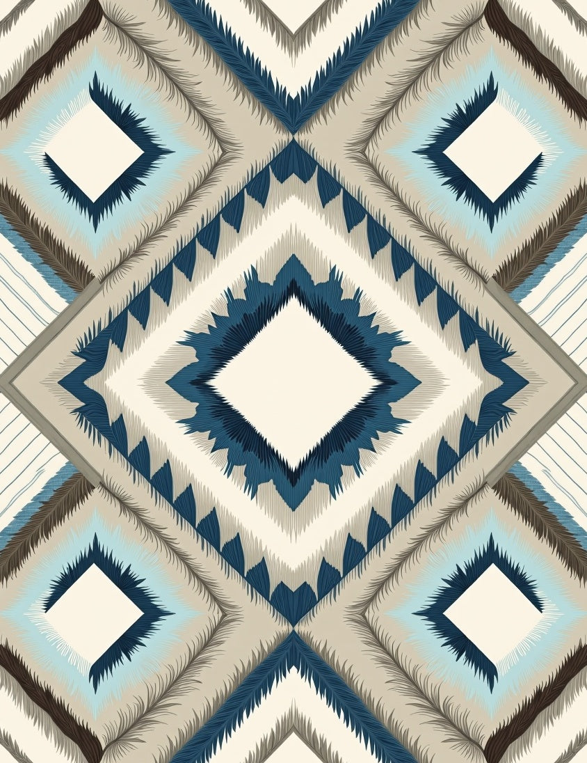 Navajo Inspired Diamond Pattern Art Rug