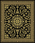Black Gold Ornate Floral Rug